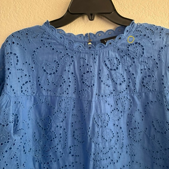 Kate Spade Floral Eyelet Puff Sleeve Dress in Blue 10 - Picture 15 of 16
